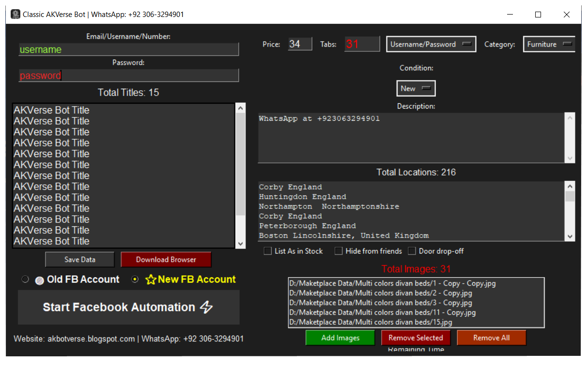 AKBot Classic Software Interface
